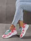 Playful and Festive: Women's Cartoon Santa Claus Print Sneakers – Holiday Magic in Every Step!