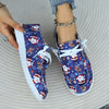 Festive Comfort: Women's Santa Claus Print Canvas Shoes - Christmas Round Toe Slip-On Loafers - Casual Low-Top Flat Sneakers