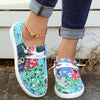 Coloful Flower Pattern Patchwork Boat Shoes for Women - Anti-Slip Lace-Up Walking Shoes