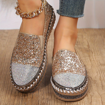 Glittering Comfort: Non-Slip Sequin Casual Sneakers for Women with Lightweight Sole and Thick Platform