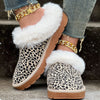 Leopard Pattern Fluffy Slip-On Shoes for Cozy Winter Comfort