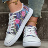 Women's Colorful Flower Canvas Shoes Lightweight - Stylish Lace-Up Outdoor Walking Shoes