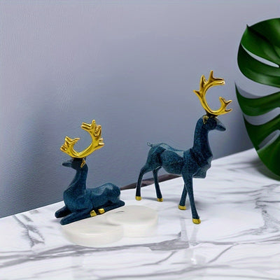 Auspicious Deer Ornaments: Resin Crafts Elk Set for Festive Home Decoration and Gifting