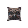 Owl Lover Pillow Cover, Crystal Owl Pillow Cover, Metallic Shiny Owl Lover, Animal Lover, Spun Polyester Square Pillow