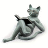 Whimsical Cat Reading Statue: Adorn Your Garden with this Charming Resin Ornament, Perfect for Patio, Yard, and Home Office Decor!