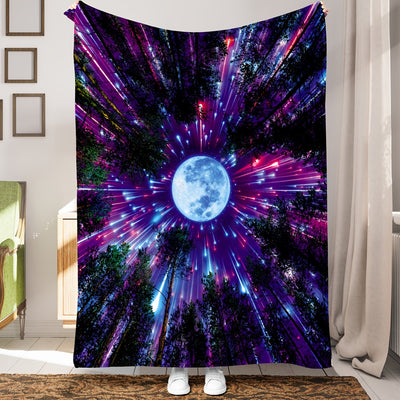 Dreamy Moon Forest Print Flannel Blanket: A Soft and Cozy All-Season Blanket for Travel, Sofa, Bed, and Office