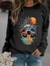 Spooky Chic: Halloween Skull Forest Print Sweatshirt - A Must-Have for Women's Casual Wear