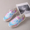 Stylish Colorful Printed Women's Tie Dye Sneakers - Comfortable Low Top Canvas Shoes for Outdoor Flats