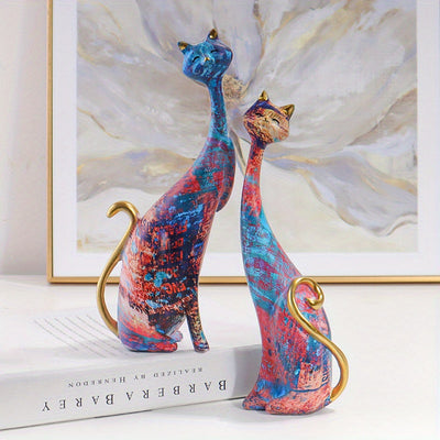 European Style Lovers Cat Oil Painting Cartoon Ornaments - Creative Gifts for Valentine's Day and Home Decoration