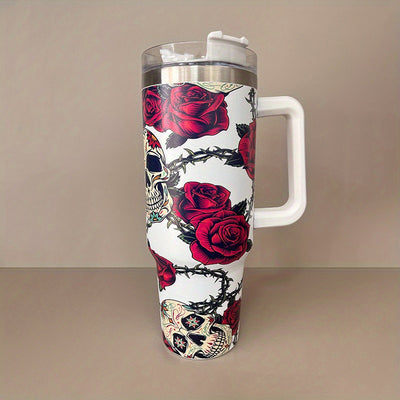 40oz Floral Pattern Stainless Steel Thermal Water Bottle: The Ultimate Portable Tumbler for Outdoor Adventures and Travel