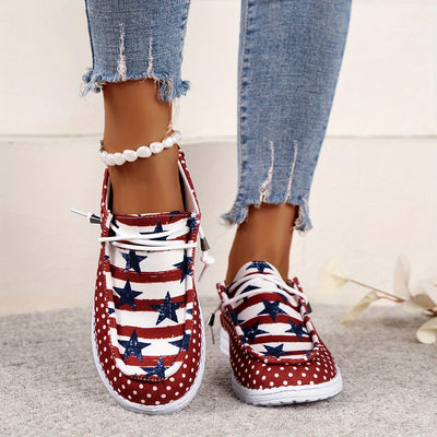 Stylish Women's Star Design Canvas Shoes - Lightweight and Comfortable Outdoor Footwear for the 4th of July