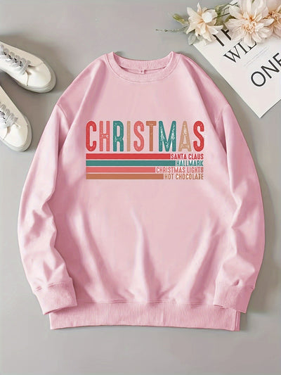 This Festive Warmth Christmas Sweatshirt is a comfortable casual option for those cold winter days. With a festive Christmas letter print and long sleeve crew neck design, this sweatshirt will keep you feeling warm and stylish.