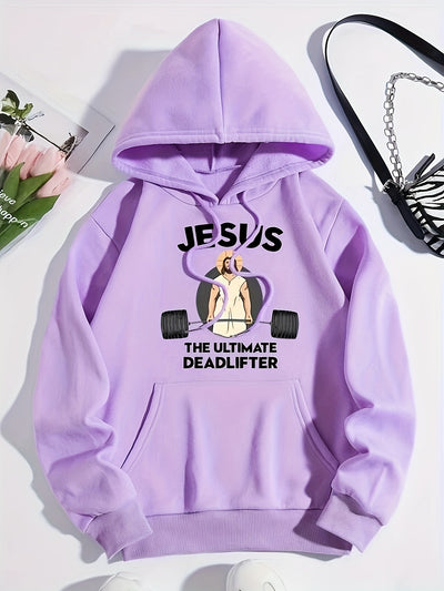 The Jesus Pattern Hoodie: Stay Warm and Stylish in this Casual Drawstring Hooded Sweatshirt for Winter/Fall Women's Clothing