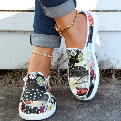 Multicolor Floral Print Women's Canvas Shoes - Lightweight and Casual
