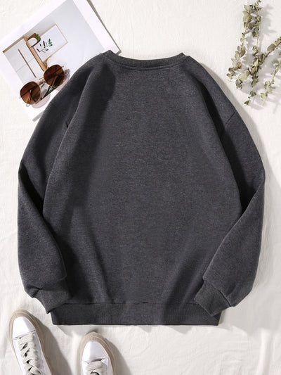 Cozy and Cute: Cartoon Character Print Pullover Sweatshirt for Fall/Winter Women's Fashion