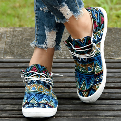 Stylish Ethnic Pattern Canvas Shoes for Women - Comfortable and Non-Slip Casual Walking Shoes