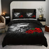Skull Rose Print Duvet Cover Set: Soft and Comfortable Bedding for a Unique Bedroom Décor