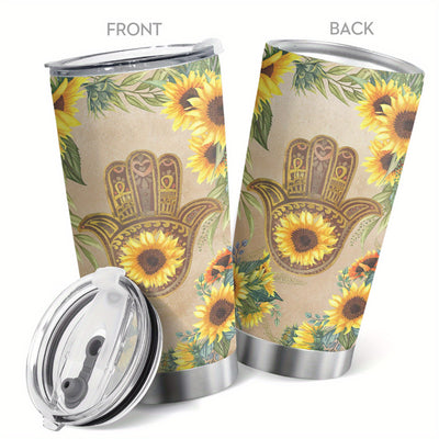 Stylish and Insulated: 20oz Sunflower Design Tumbler - Perfect Stainless Steel Travel Coffee Mug with Lid; Ideal Sunflower-Themed Gifts for Women and Moms!