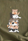 Stylish and Casual: Women's Cat Print Crew Neck T-Shirt - A Must-Have for Spring/Summer Fashion!