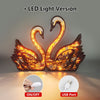 Enchanting Glow: 3D Wooden Couple Swans Multilayer Carved Ornament with RGB LED Night Light - Perfect Home Décor Gift for Every Occasion