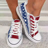 Glitter Star Pattern Women's Canvas Shoes - Casual Lace Up Outdoor Shoes for Independence Day