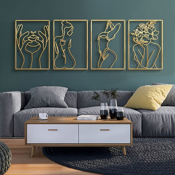 Infuse artistry into any space with this unique metal sign decor. Featuring a detailed silhouette of a female body with abstract line art, this metal sign is an elegant way to enhance any wall. Its high-quality craftsmanship provides an exquisite visual experience.