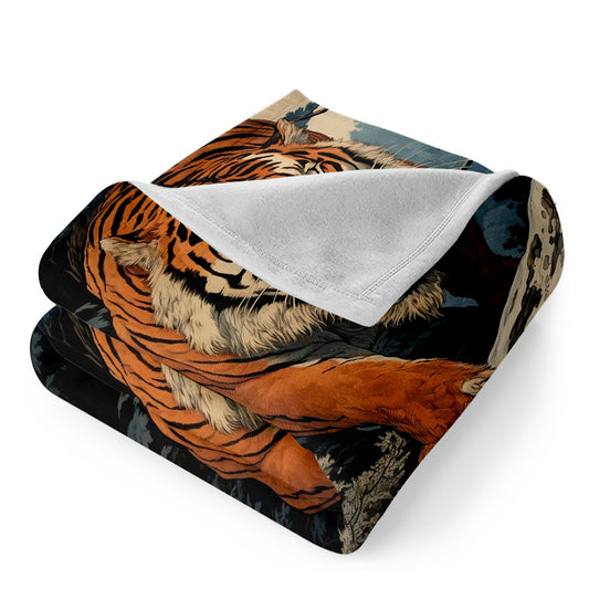 Cozy Tiger Print Flannel Blanket: The Perfect Nap and Travel Companion for Every Season