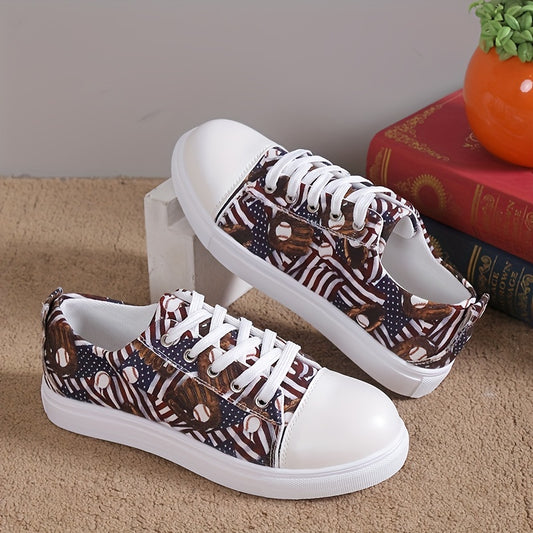 Step with confidence in these trendy Lightweight Women's Baseball Pattern Canvas Sneakers. Ultra-lightweight and comfortable, these shoes provide maximum breathability and support for all-day wear. Featuring a versatile design with a vintage-inspired baseball pattern for a stylish finish, you'll be ready for any occasion.