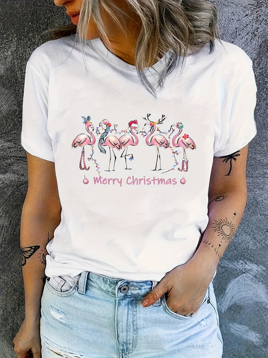 Introducing the Festive Flamingo, a Christmas-themed t-shirt designed for women. Made with high-quality materials, this t-shirt features a playful flamingo print that adds a touch of fun to your holiday wardrobe. Stay stylish and comfortable this holiday season with the Festive Flamingo t-shirt.