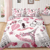 Paris Symbols: Romantic Travel Couple Duvet Cover Set for a Luxurious Hotel-Style Guest Room(1*Duvet Cover + 2*Pillowcases, Without Core)