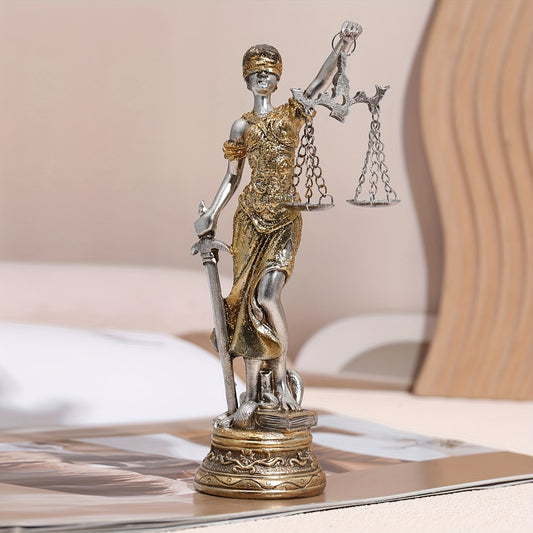Justice Goddess Resin Ornament: A Fairness Inspired Art Piece for Home and Office Decor