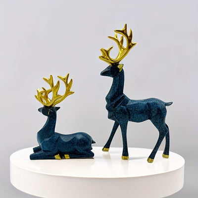 Auspicious Deer Ornaments: Resin Crafts Elk Set for Festive Home Decoration and Gifting