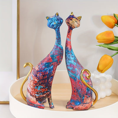 European Style Lovers Cat Oil Painting Cartoon Ornaments - Creative Gifts for Valentine's Day and Home Decoration