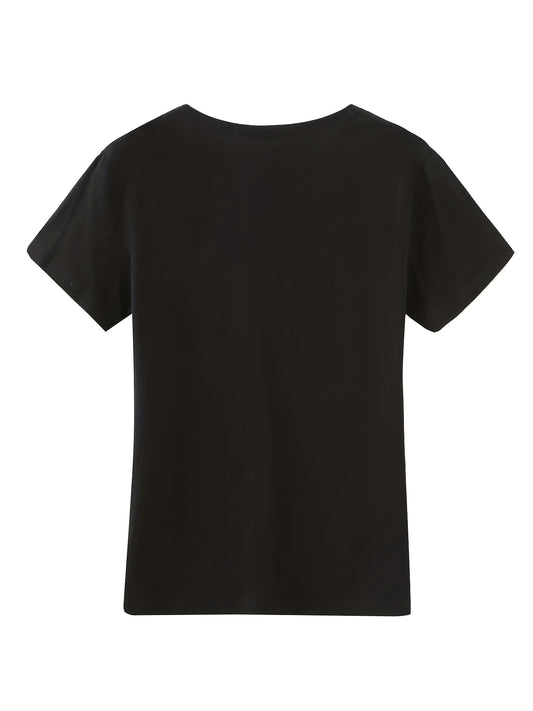 Black Cat Print T-Shirt: A Stylish and Playful Summer Wardrobe Essential for Women