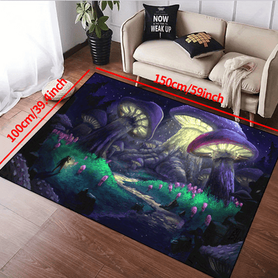 Enchanting Mushroom Wonderland Area Rug: Non-Slip, Waterproof, and Machine Washable for Your Indoor and Outdoor Spaces