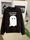 Cute Ghost Letter Print Plus Size Casual Sweatshirt: Stylish Comfort for Women's Plus Size