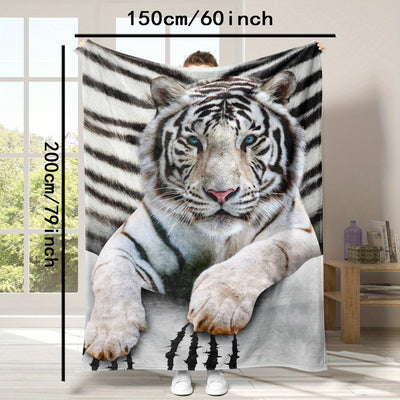 Cozy and Stylish: White Tiger Print Blanket for Ultimate Comfort in Your Home