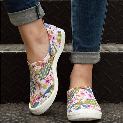 Pink Phoenix and Flower Print Women's Canvas Shoes - Comfortable and Non-Slip Casual Walking Shoes