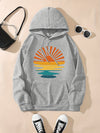 Sun & Sea: Vintage-inspired Drawstring Kangaroo Pocket Hoodie - Stylish Women's Sweatshirt