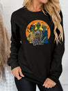 This Halloween Print Pullover Sweatshirt for Women will bring an eerie and cozy spirit to your fall/winter wardrobe. The soft fabric ensures comfortable wear all throughout the cooler months. A perfect addition for spooky and stylish gatherings.