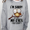 Women's 'I'm Sorry' & Owl Print Sweatshirt - Casual Long Sleeve Crew Neck Sweatshirt for Spring & Fall - Comfortable and Stylish