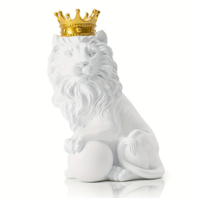Exquisite White Lion King Statue: Majestic Home Decor Figurine for Man, Father, and Grandfather