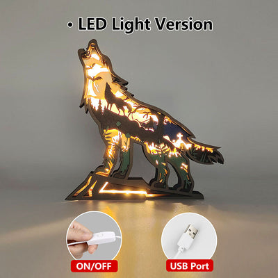 Wolf Glow: Exquisite Wooden Art Animal Night Light Statue for Stylish Desktop and Room Wall Decor – Perfect Gift for the Special Men in Your Life on Mother's Day