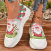 Women's Festive Santa Claus Pattern Sneakers: Lightweight Slip-On Christmas Sport Shoes