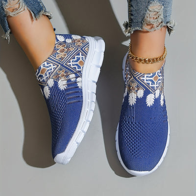 Stylish and Lightweight: Women's Geometric Pattern Sneakers for Outdoor Comfort