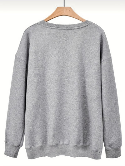 Goose Letter Print: Women's Plus Size Casual Sweatshirt with Long Sleeve Round Neck Design