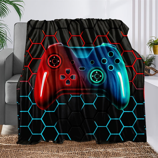 Geometric Gaming Print Blanket for Boys - Cozy Fleece Throw Blanket for Video Games, Bedroom, Couch, and Game Room - Perfect Birthday Gift