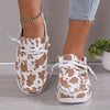 Cow Pattern Printed Canvas Slip-On Shoes for Women - Lightweight and Comfortable Outdoor Footwear