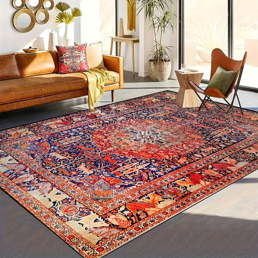 This Vintage Boho Chic Rug is the perfect addition to any interior decor. It features a unique, stylish design with a non-slip waterproof backing, making it both practical and attractive. Its versatility allows it to be used in multiple rooms and settings, providing a perfect touch of charm to any home.