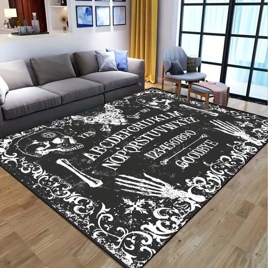 Add a spooky touch to your home décor with the Wicked Game Divination: Halloween Non-Slip Resistant Rug. With an intricate spiderweb design, this rug is perfect for a festive fall atmosphere. Featuring a non-slip resistant backing, this rug will stay safely in place during your seasonal festivities.